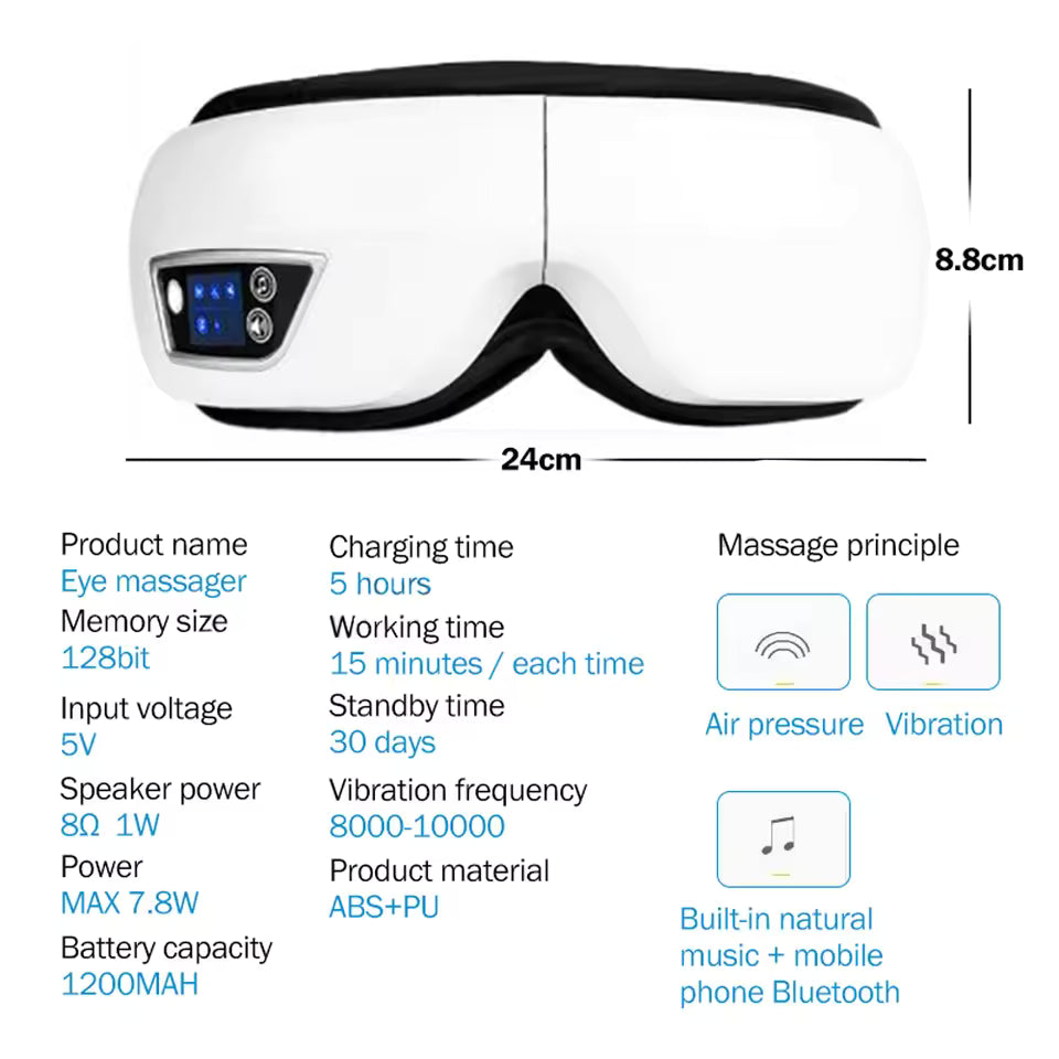 Smart Eye Massager with Bluetooth & Vibration