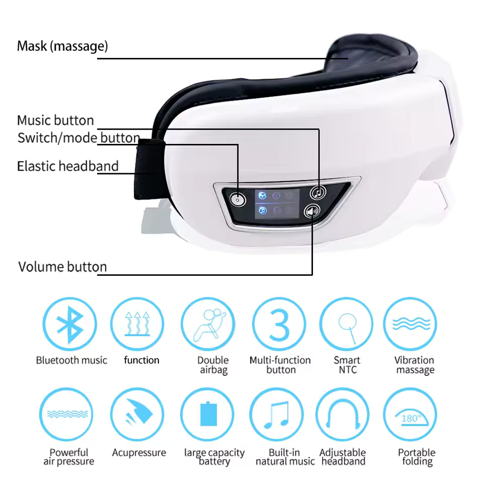 Smart Eye Massager with Bluetooth & Vibration